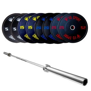 Kit 130kg Dischi Bumper FD Sport foro 50mm con Bilanciere Olimpico